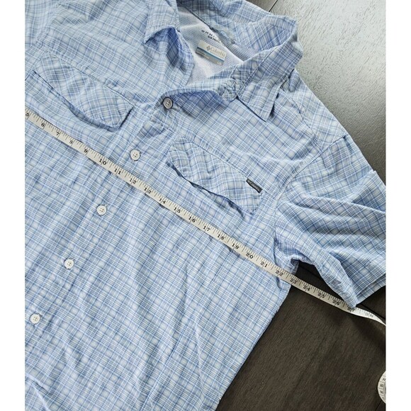 Columbia Shirt Mens L Plaid Blue Omni-Shade Shirt Short Sleeve Fishing Vented - Picture 4 of 6